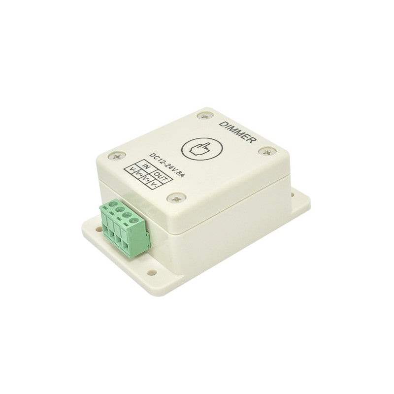 Dimmer touch DC 12V-24V cu bloc de borne verzi pentru conectare banda LED monocolor