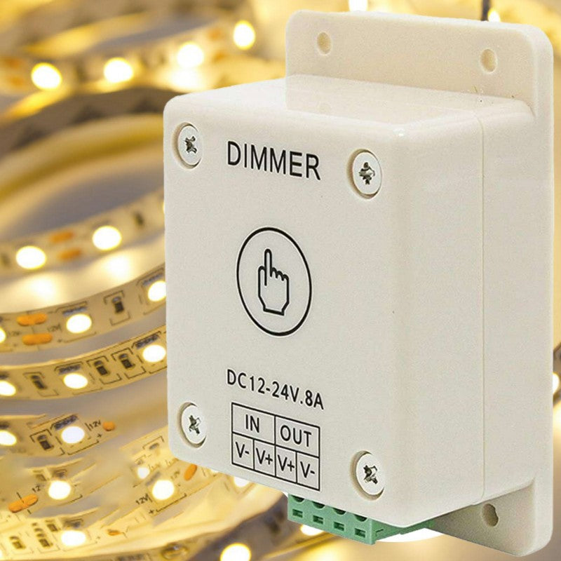 Dimmer touch 12V-24V 8A utilizat impreuna cu banda LED monocolor warm white