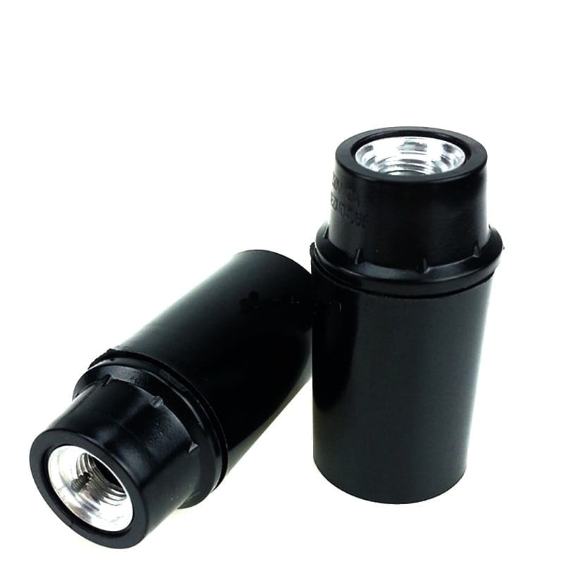 Dulie E14 din plastic negru cu filet exterior si borne metalice, 230V, 16A, set 2 bucati