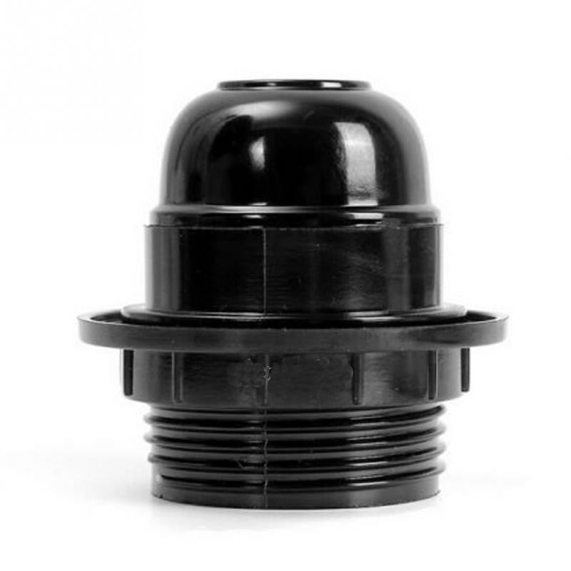 Dulie E27 din plastic ABS negru cu fusta, 250V, filet exterior pentru montaj pe tavan sau perete