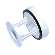 Filtru pompa masina de spalat, plastic alb cu garnitura cauciuc, compatibil modele cu filet cilindric