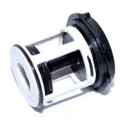 Filtru pompa masina de spalat, plastic alb si cauciuc negru, compatibil Whirlpool, montaj prin rotire