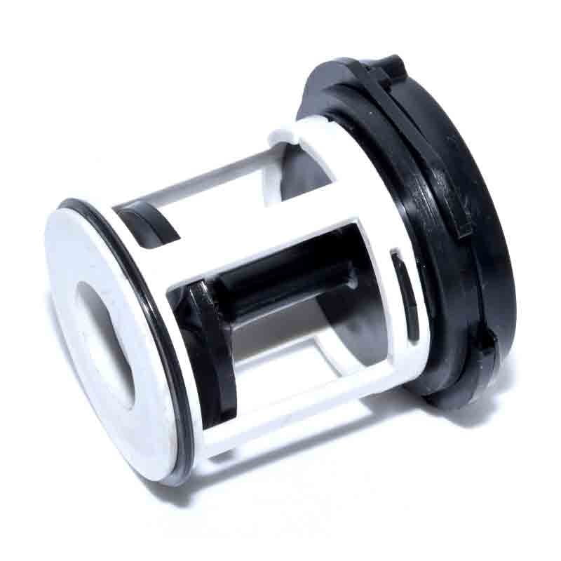Filtru pompa masina de spalat, plastic alb si cauciuc negru, compatibil Whirlpool, montaj prin rotire