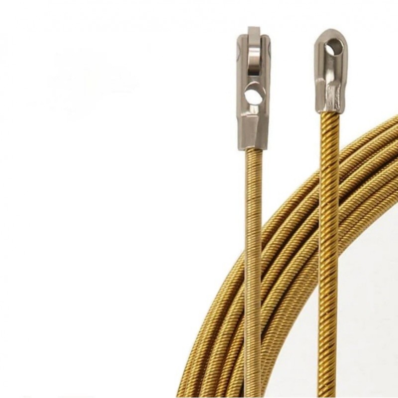 Capete metalice cu rola de ghidaj si inel de conectare ale firului de tragere cablu electric 4mm, detaliu constructie