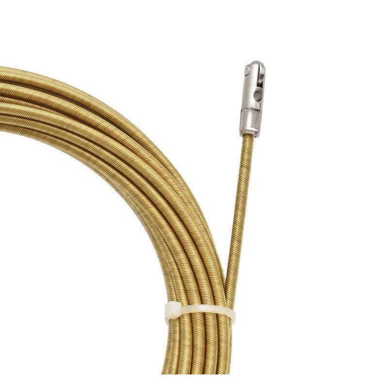 Fir metalic de tragere 4mm cu ochet metalic la capat, infasurat in rola, detaliu constructie impletita
