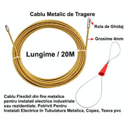 Fir metalic de tragere cablu electric 4mm x 20m, flexibil, pentru tubulatura, copex sau teava PVC