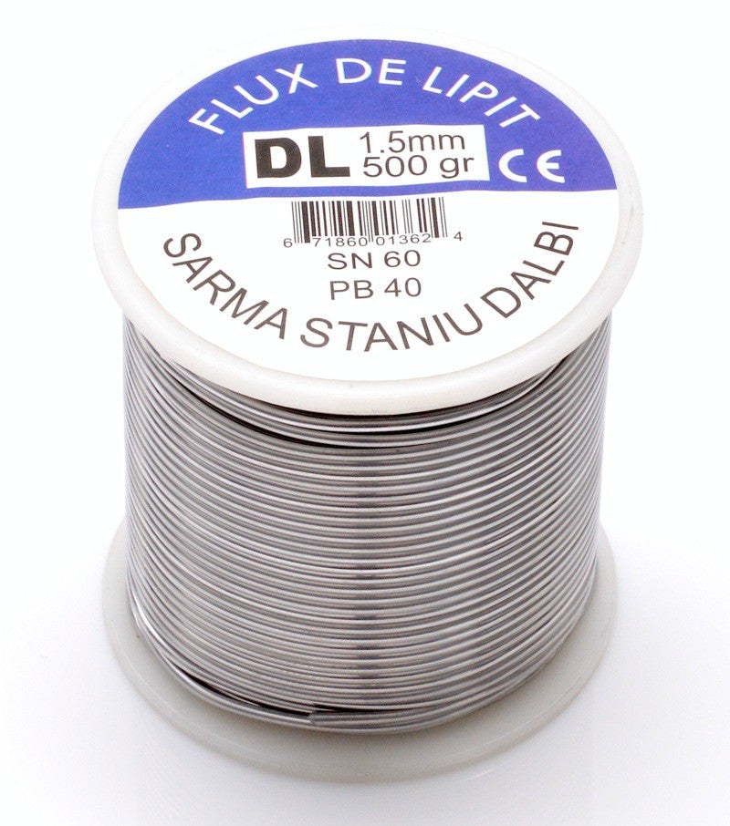 sarma de lipit cu flux integrat, aliaj SN60/PB40, diametru 1.5mm, rola 500g