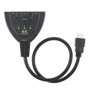 Switch HDMI 3 in 1, suport 4K Ultra HD, cablu integrat 30 cm, buton Select cu LED-uri indicatoare