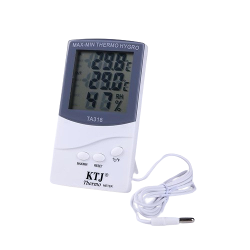 Termometru-higrometru digital cu senzor exterior pe cablu, afisaj LCD dublu temperatura si umiditate