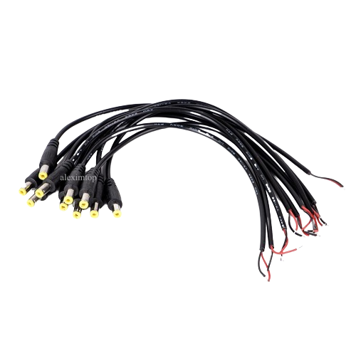 Mufa DC tata 2.1/5.5mm cu cablu 100cm, conductor bicolor rosu-negru, capete dezizolate pentru conectare directa