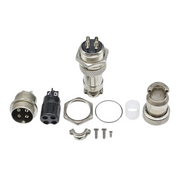 Set conector aviator 4 pini mama-tata, metal, 400V 5A, gaura montaj 16mm, toate componentele incluse