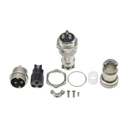 Set conector GX16 3 pini mama-tata, tip aviator, metal nichel, 400V 5A, montaj panou 16mm, toate componentele incluse