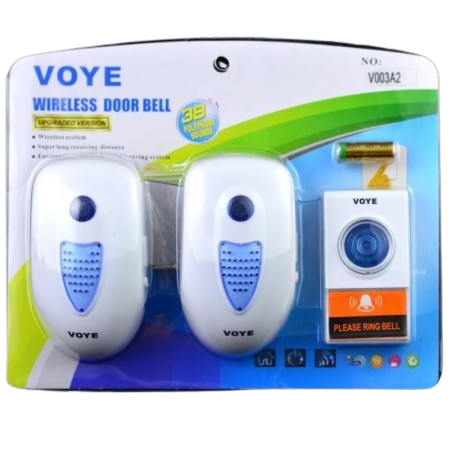 Sonerie wireless dubla 220V, raza 150m, 38 melodii, cu 2 receptoare si buton exterior cu baterie inclusa
