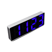Ceas digital LED albastru cu afisaj oglinda, alarma programabila, alimentare USB sau baterii AAA