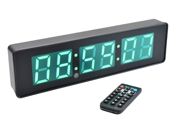 Ceas digital LED verde cu cronometru, 6 cifre, telecomanda inclusa, carcasa neagra 340mm