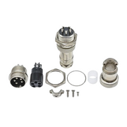 Set conector aviator 7 pini GX16 mama-tata, carcasa metalica, montaj panou 16mm, cu accesorii incluse