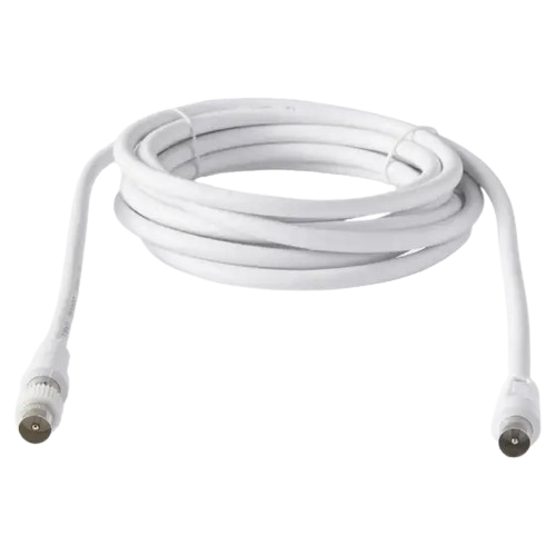 Cablu TV mufat RG6 alb 3M, cu mufa coaxiala tata si mufa F tata, blindaj dublu, diametru 6,6 mm