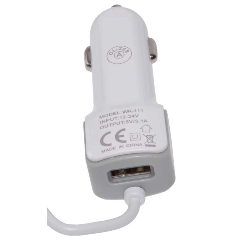 Incarcator auto rapid cu port USB si cablu Lightning 100cm, output 5V/3.1A, compatibil 12-24V