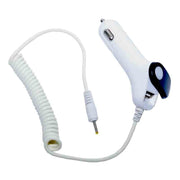 Incarcator auto bricheta 12V-24V cu mufa DC 1mm si port USB 2.1A, cablu spiralat extensibil, alb