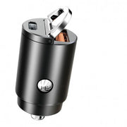 Incarcator auto slim 100W USB-C PD si USB-A, intrare 12/24V DC, design compact cilindric metalic gri