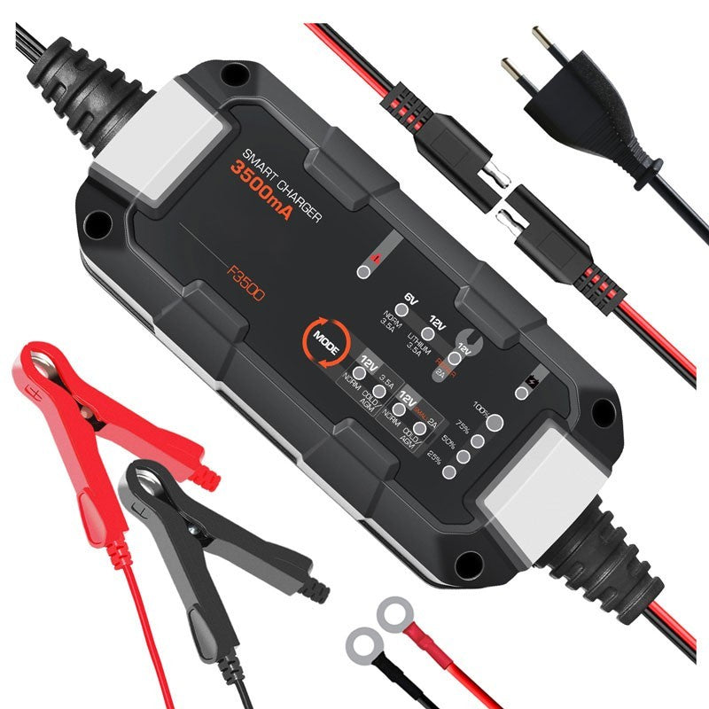 Incarcator smart 3500mA cu clesti, cabluri inelare si stecker EU incluse, compatibil 6V-12V