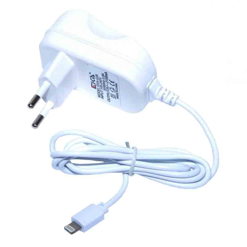 Incarcator retea 220V cu mufa Lightning 2.1A, cablu 1m integrat, compatibil prize EU, alb