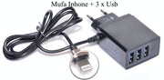 Incarcator retea rapid 5.1A cu cablu Lightning si 3 porturi USB, mufa EU, negru
