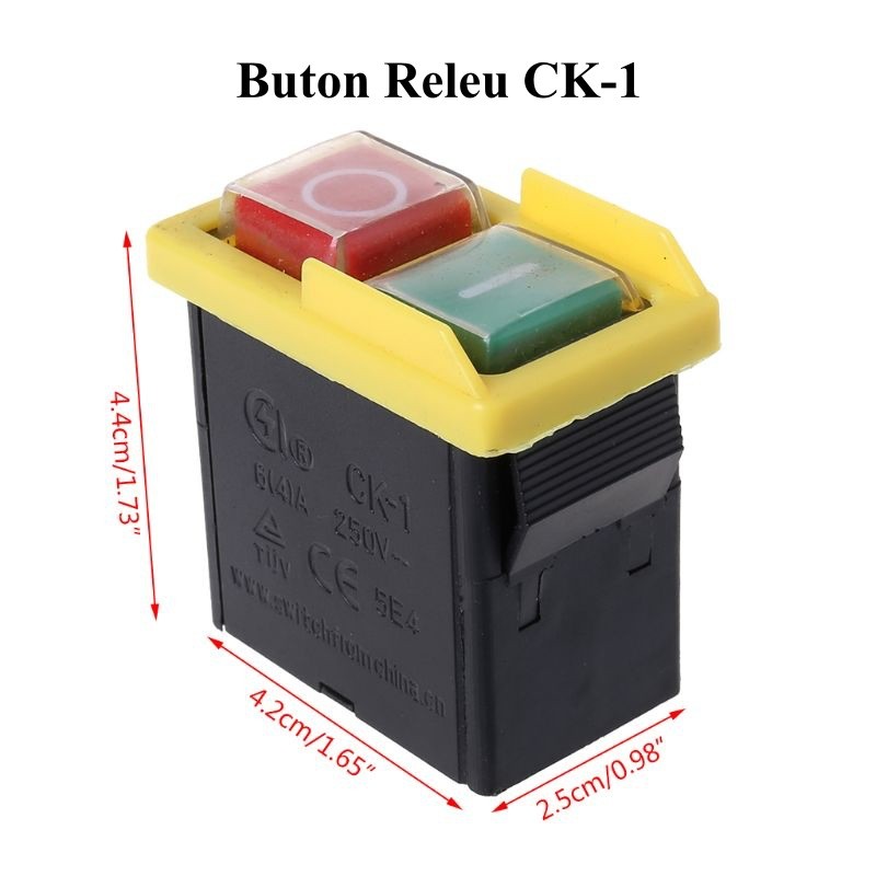 Intrerupator cu butoane start-stop, dimensiuni 4.4x4.2x2.5cm, tensiune 250V