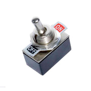 Intrerupator basculant ON-OFF cu maneta metalica, 2A 250V, corp plastic ignifug, etichetare ON/OFF vizibila