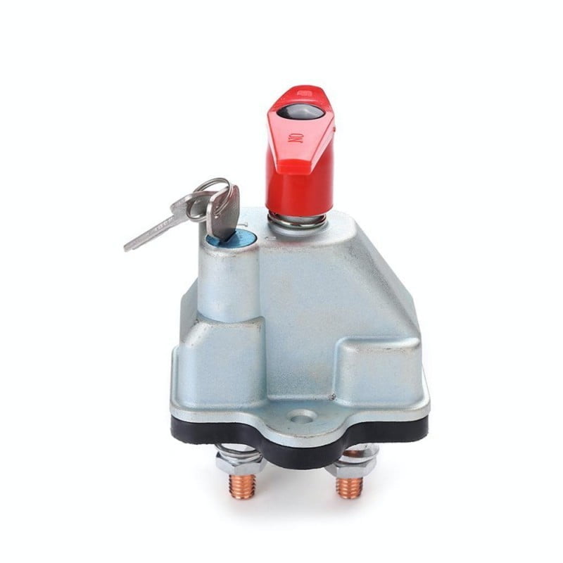 Intrerupator circuit baterie auto 250A cu cheie de blocare, maneta rosie, contacte alama, compatibil 12V-24V