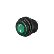 Buton ON-OFF rotund cu LED verde, protectie cauciuc, 220V/3A, montaj panou 19mm