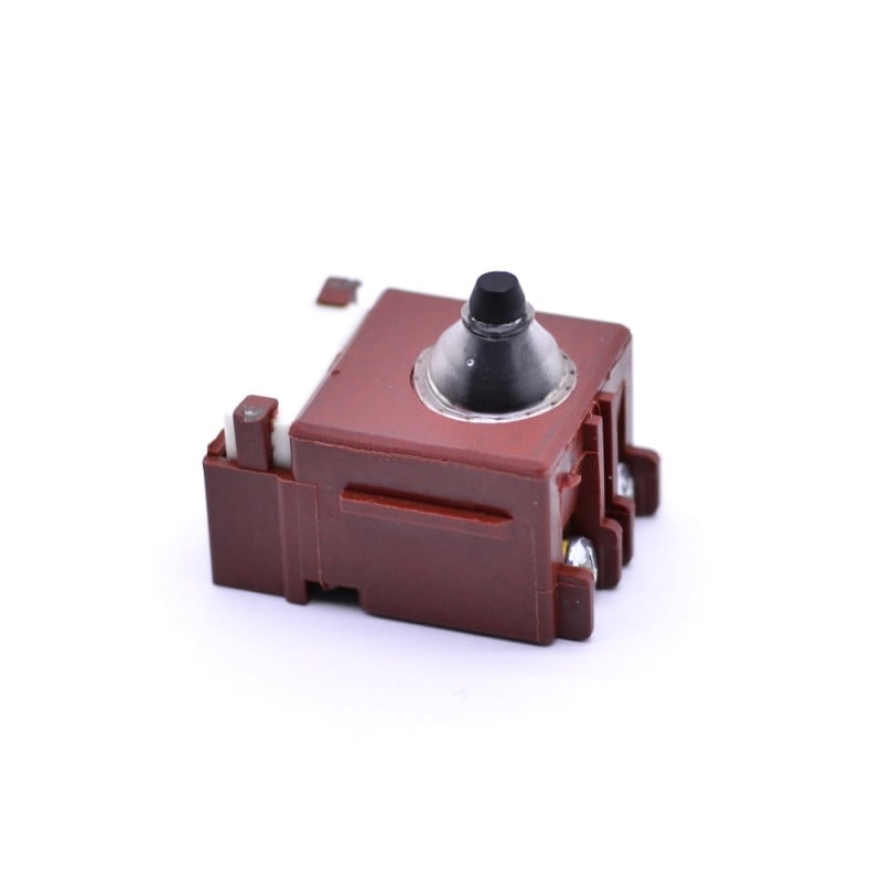 Intrerupator circular push-on/push-off 250V 12A, carcasa plastic tehnic maro, buton negru
