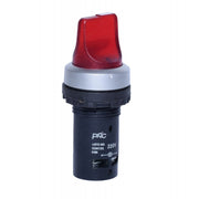 Intrerupator cu maneta selector 22mm rosu, 220V, LED semnalizare tensiune integrat, montaj panou industrial