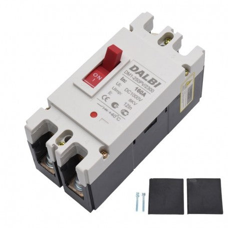 Intrerupator MCCB 2P 160A cu accesorii incluse: suruburi de fixare si capace protectie borne