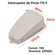 Intrerupator de picior pedala mare 10A 220VAC, dimensiuni 163x80mm, carcasa robusta IP54