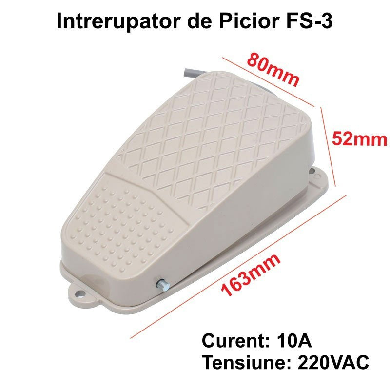 Intrerupator de picior pedala mare 10A 220VAC, dimensiuni 163x80mm, carcasa robusta IP54