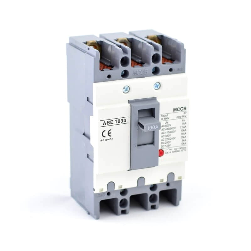 Intrerupator de putere trifazat MCCB 100A, montaj sina DIN, protectie suprasarcina si scurtcircuit, certificare CE