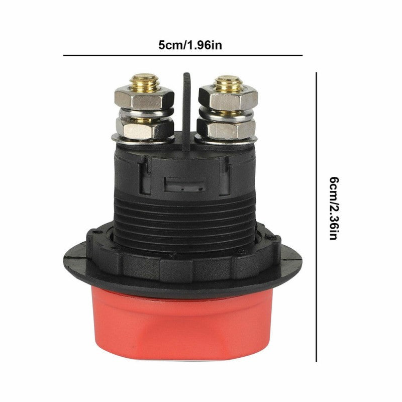 Intrerupator baterie auto, dimensiuni 5x6 cm, borne duble din otel inoxidabil