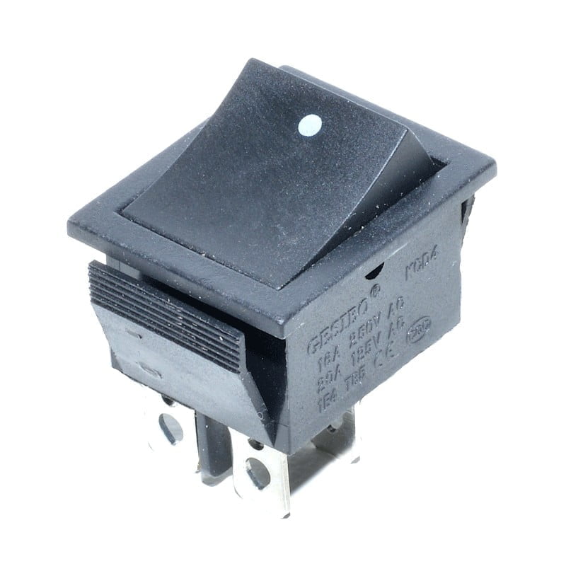 Intrerupator cu revenire KCD4 16A 250V AC, 4 terminale metalice, corp negru, montaj panel