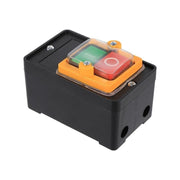 Intrerupator push waterproof 10A 220-380V AC, butoane verde-rosu pornire/oprire, carcasa ABS neagra