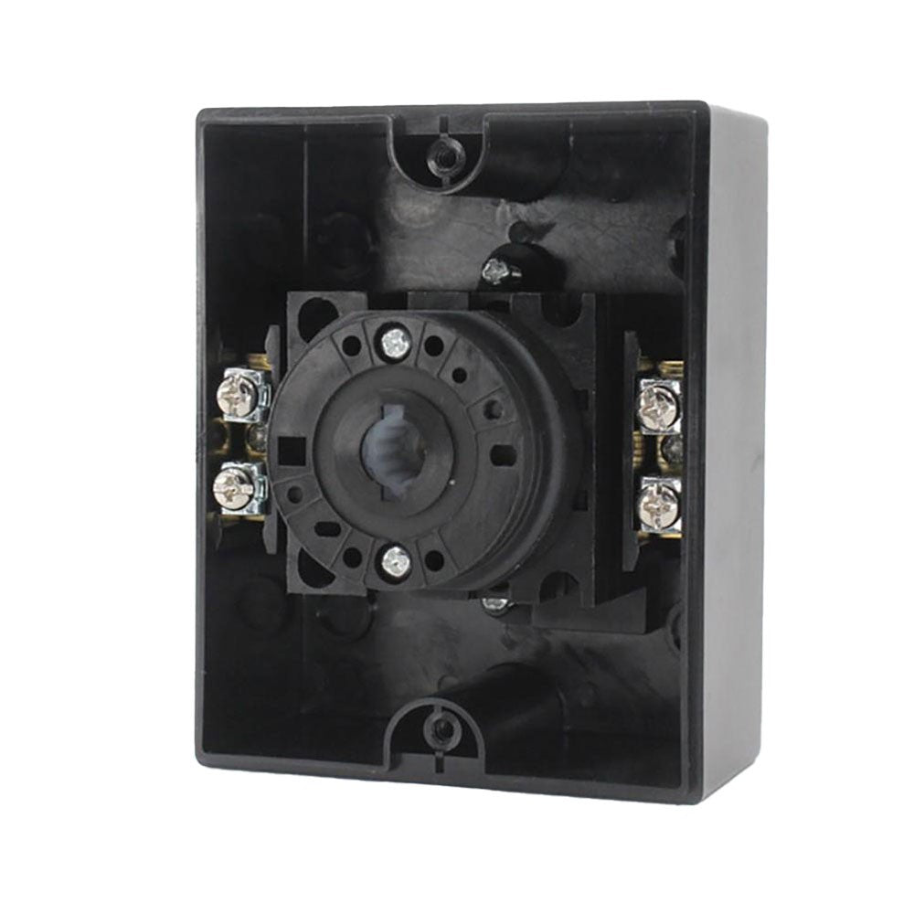Intrerupator motor 40A trifazat, interior carcasa cu borne de conexiune si mecanism rotativ