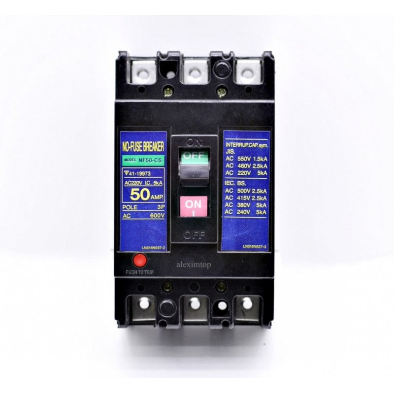 Intrerupator automat 50A, 3 poli, AC 600V, montaj sina DIN, protectie suprasarcina si scurtcircuit