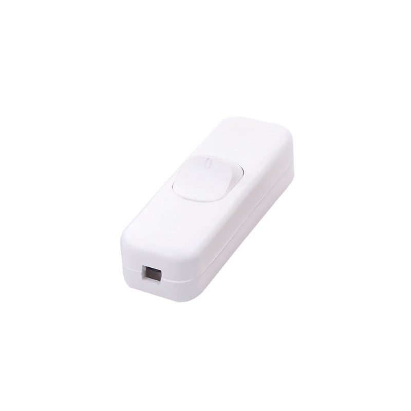 Intrerupator pe fir 3A 250V, buton ON/OFF, carcasa alba compacta, montaj direct pe cablu de alimentare