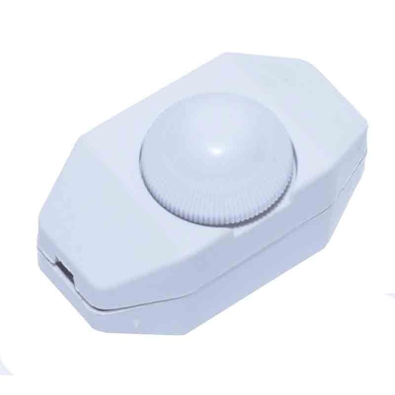 Intrerupator pe fir tip variator rotativ 250V, alb, IP20, compatibil becuri incandescente si halogene pana la 100W