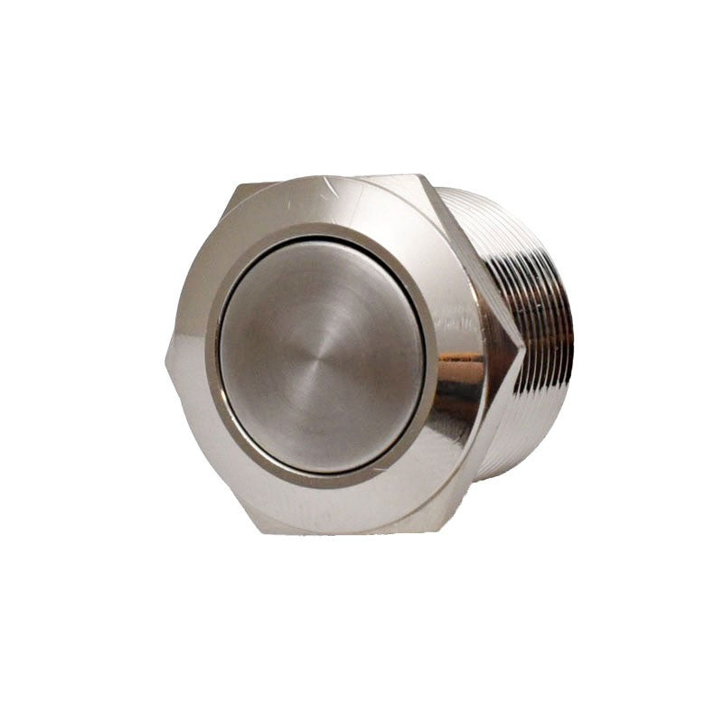 Intrerupator push metalic 22mm - profil lateral, corp robust din otel inoxidabil lucios