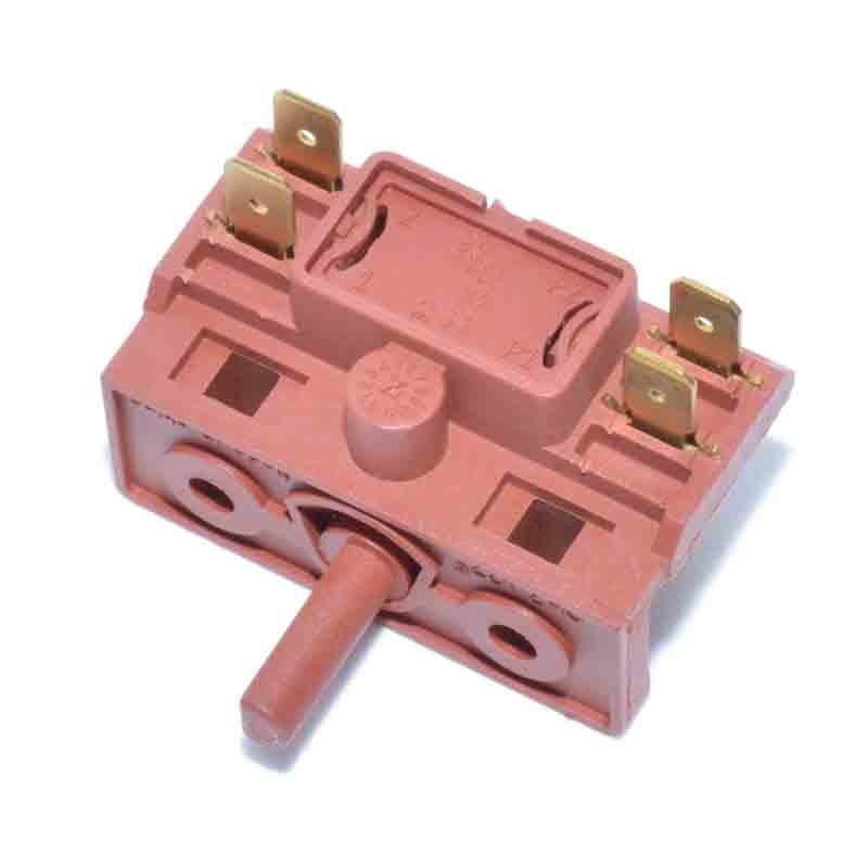 Comutator rotativ 0-3 pozitii, 16A 250V, 4 contacte metalice si 2 came, carcasa rosie termorezistenta