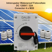 Intrerupator fotovoltaic DC 1200V 32A IP66 cu conector 4xM20, comutator ON/OFF cu blocare lacat