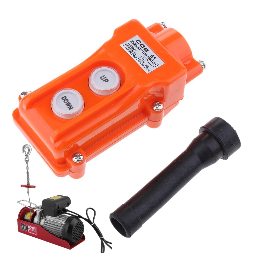 Intrerupator tip macara cu 2 butoane UP/DOWN, rezistent la apa IP65, AC 250V 5A, portocaliu, cu manson cauciuc