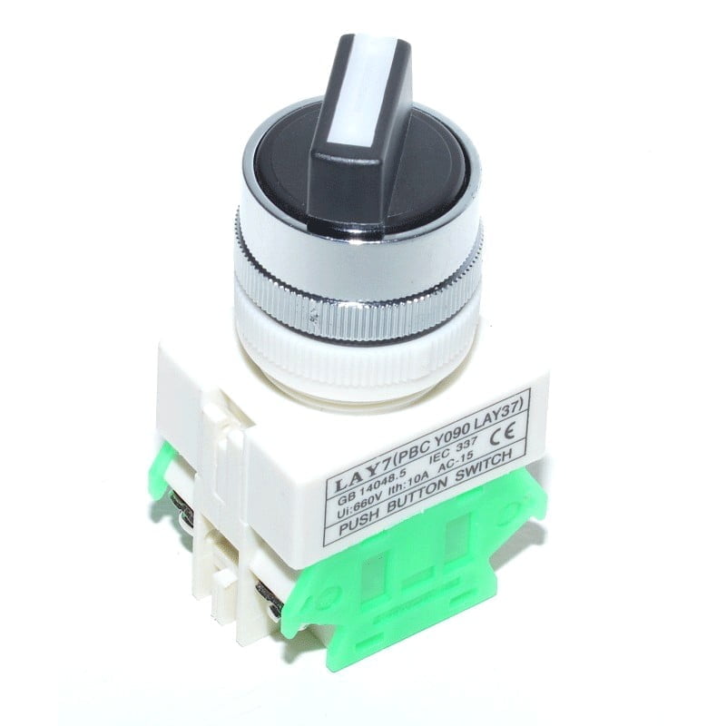 Intrerupator rotativ selector 3 pozitii ON-OFF-ON, 10A 660V AC, contacte metalice, corp plastic robust