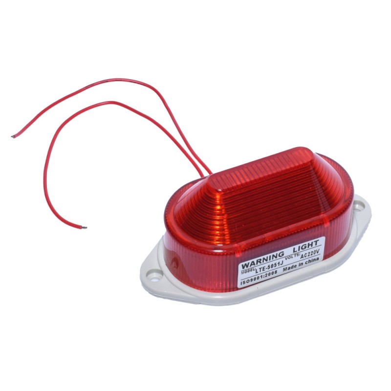 Lampa de avertizare LED rosie 3W 220V AC, montaj cu suruburi, carcasa ABS, cablu pre-montat